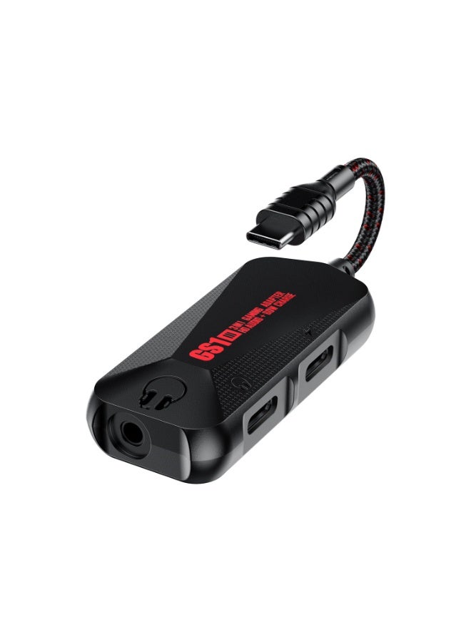 Plextone GS1 Type-C 3-in-1 Gaming Audio Adapter, 60W PD Fast Charging + 3.5mm Hi-Res Sound Card, Type-C to Aux Converter with Mic Support for Android, RedMagic, Black Shark, Xiaomi, Huawei, iPhone 15/16/17 Series, iPad, MacBook, Laptops, and Other Type-C Devices - Image 1